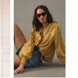 Anthropologie Tie-Neck Pleasant Blouse